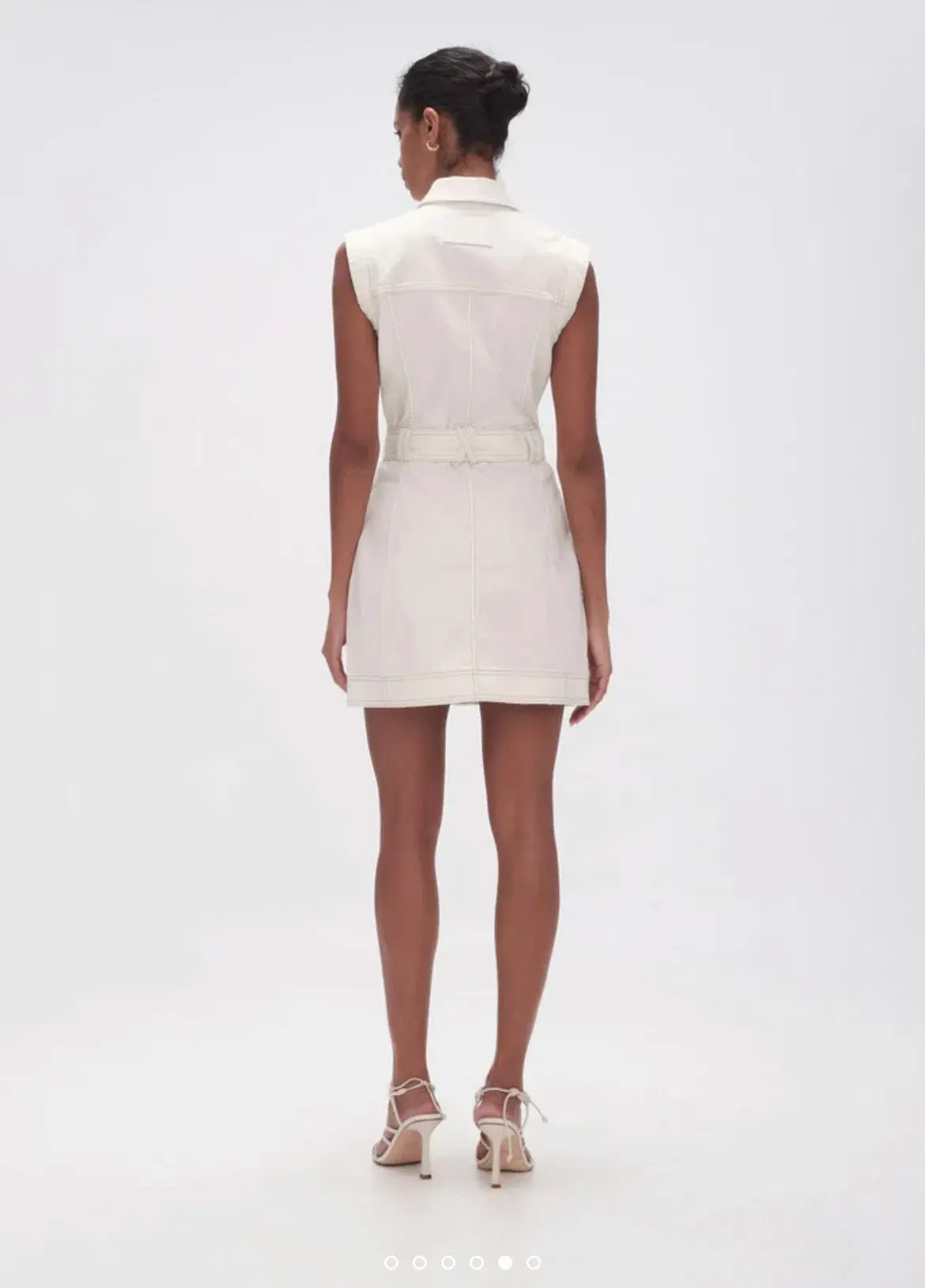 Aje Darcie Denim Mini Dress White Size 12  - Image 3