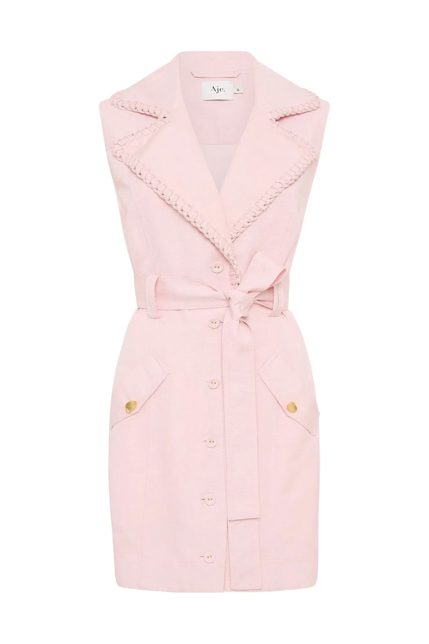 Aje Soft Pink Utility Mini Dress Blush Size 12 - Image 4