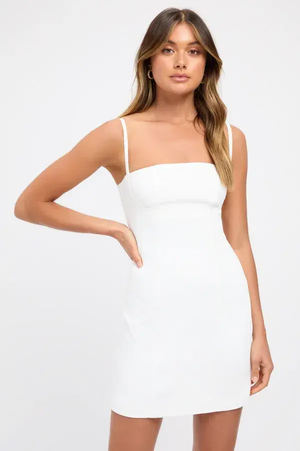 Kookai Oyster Bind Mini Dress Natural White Size 8 - Image 2