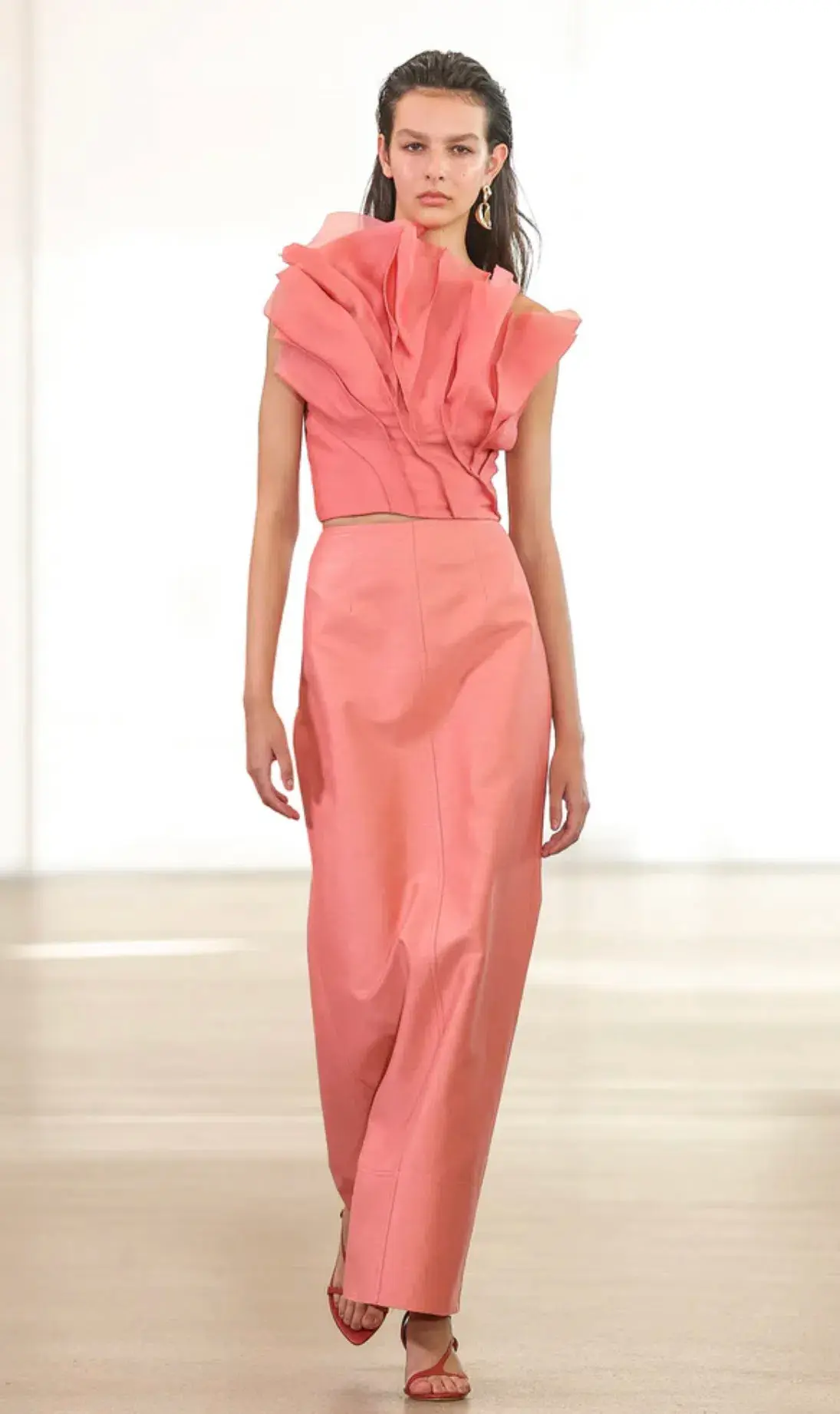 Aje Flame Crop Top and Mary Column Maxi Skirt Set in Guava Pink Size 10  - Image 2