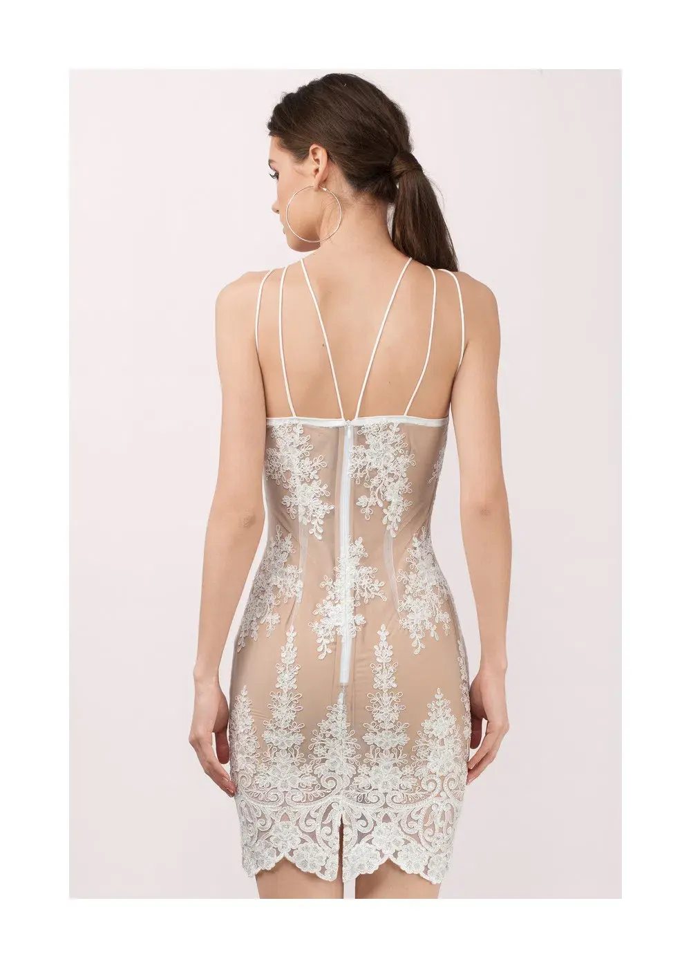 Winona Belle Lace Multi Strap Bodycon Dress in White Size 8 for rent on The Volte - main image