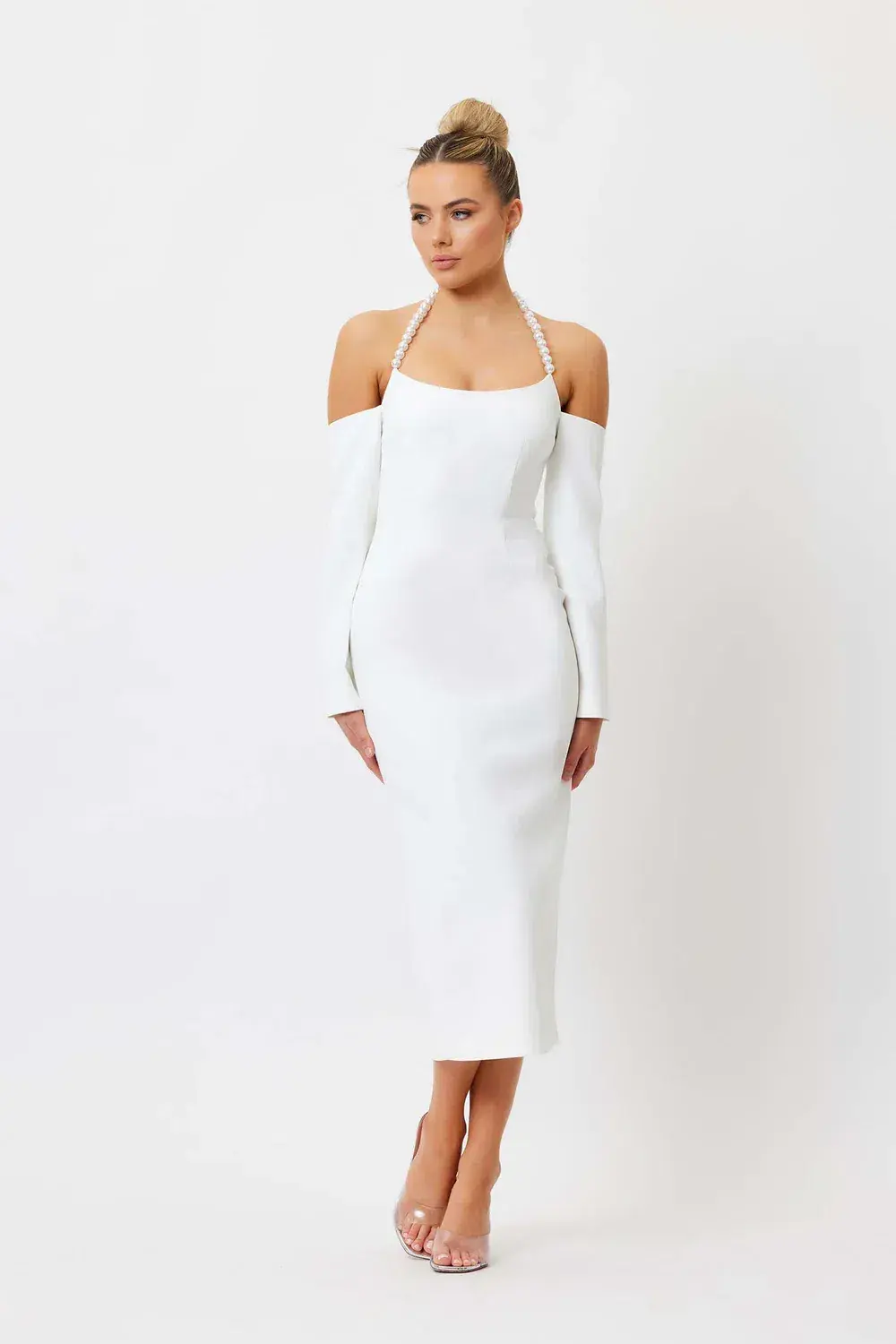 Bianca and Bridgett Tess Pearl Neck Dress White Size 8  - Image 1