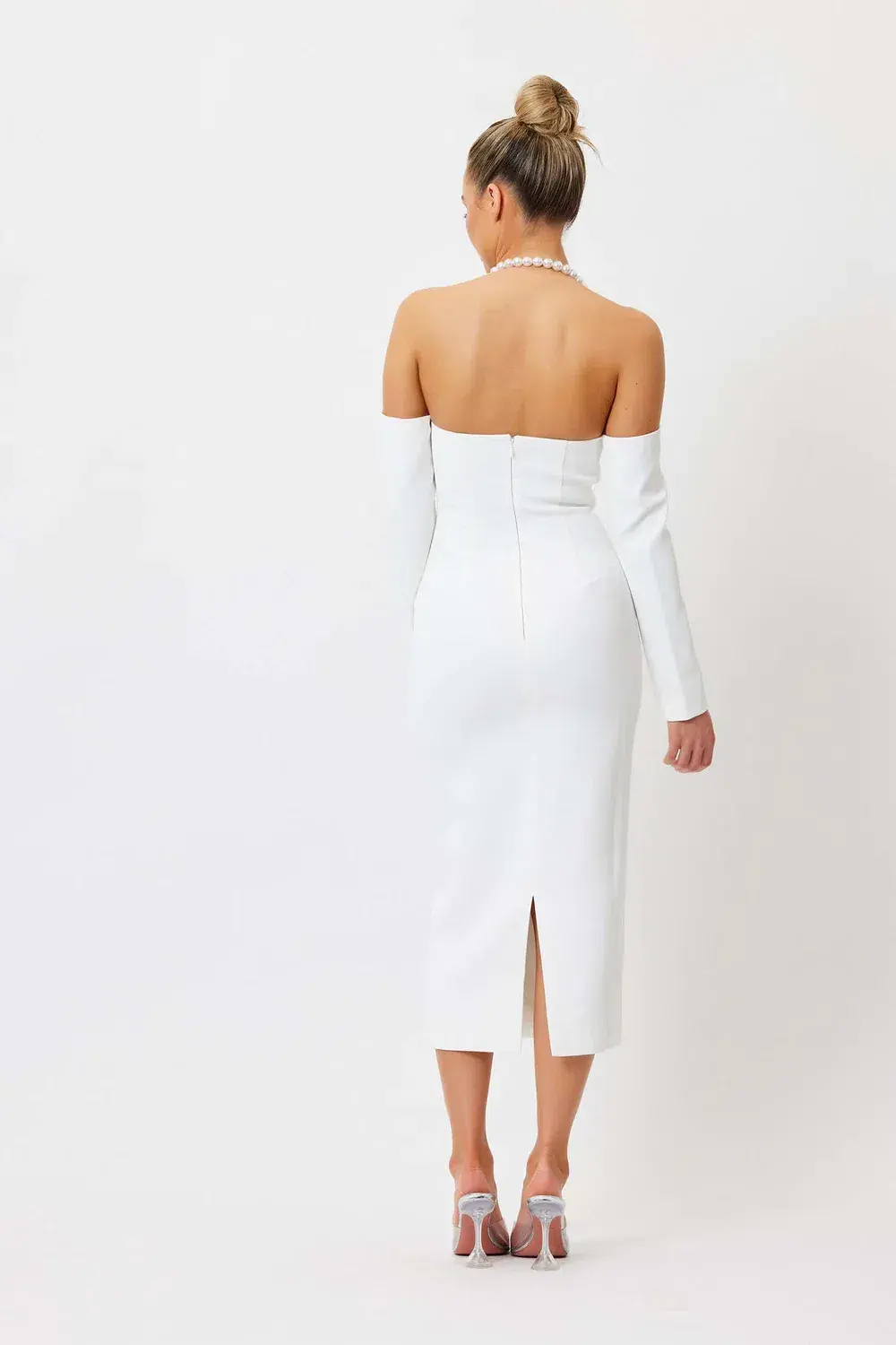 Bianca and Bridgett Tess Pearl Neck Dress White Size 8  - Image 3