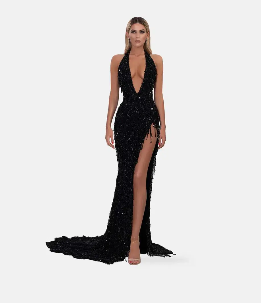 Albina Dyla Black Glamorous Dress Black Size 10 - Image 1
