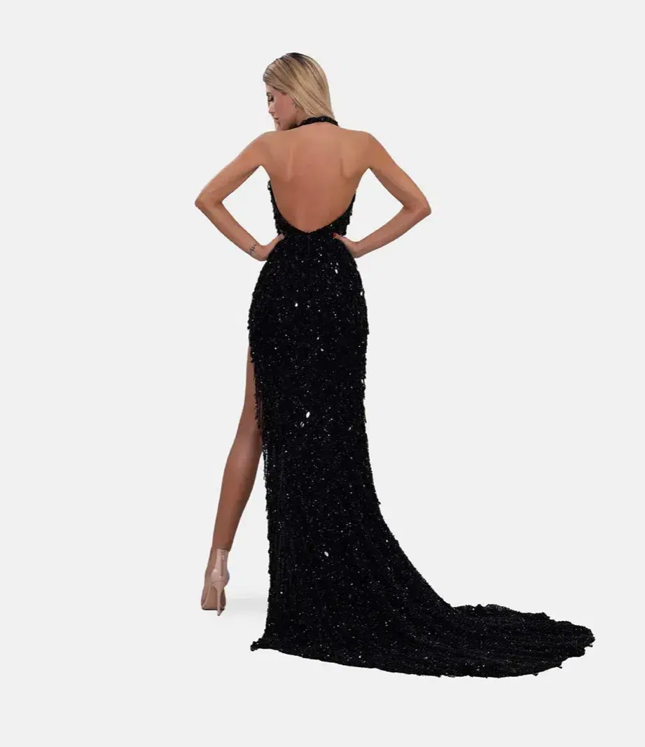 Albina Dyla Black Glamorous Dress Black Size 10 for rent on The Volte - main image