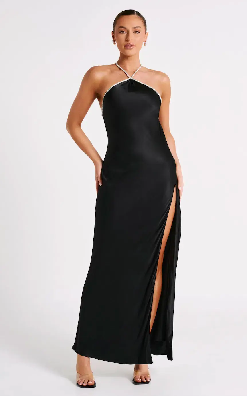 Meshki Louise Diamante Rope Maxi Dress Black Size 6  - Image 1