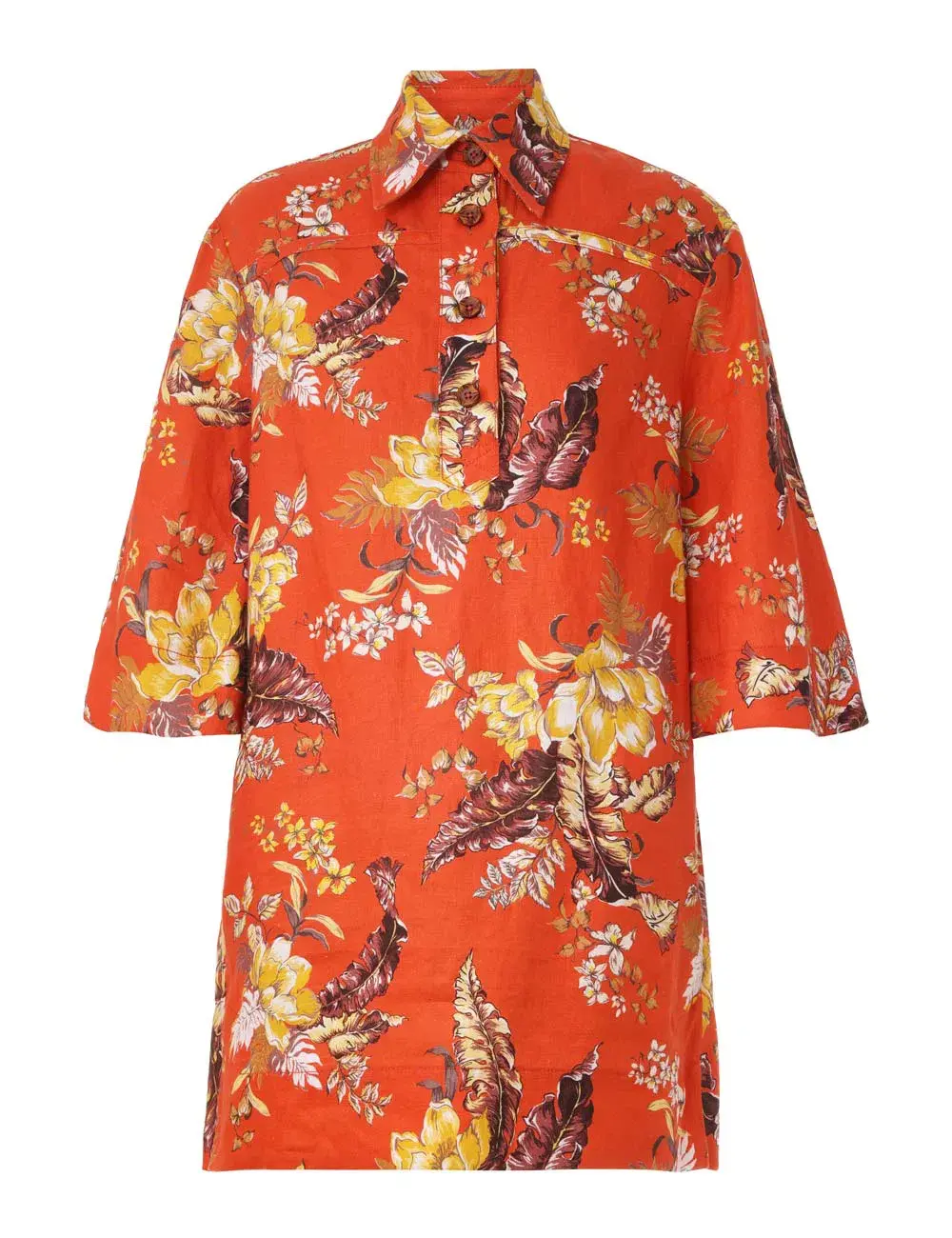 Zimmermann The Matchmaker Tunic Mini Dress in Red Tropical Floral Size 3 / AU 14 - Image 3