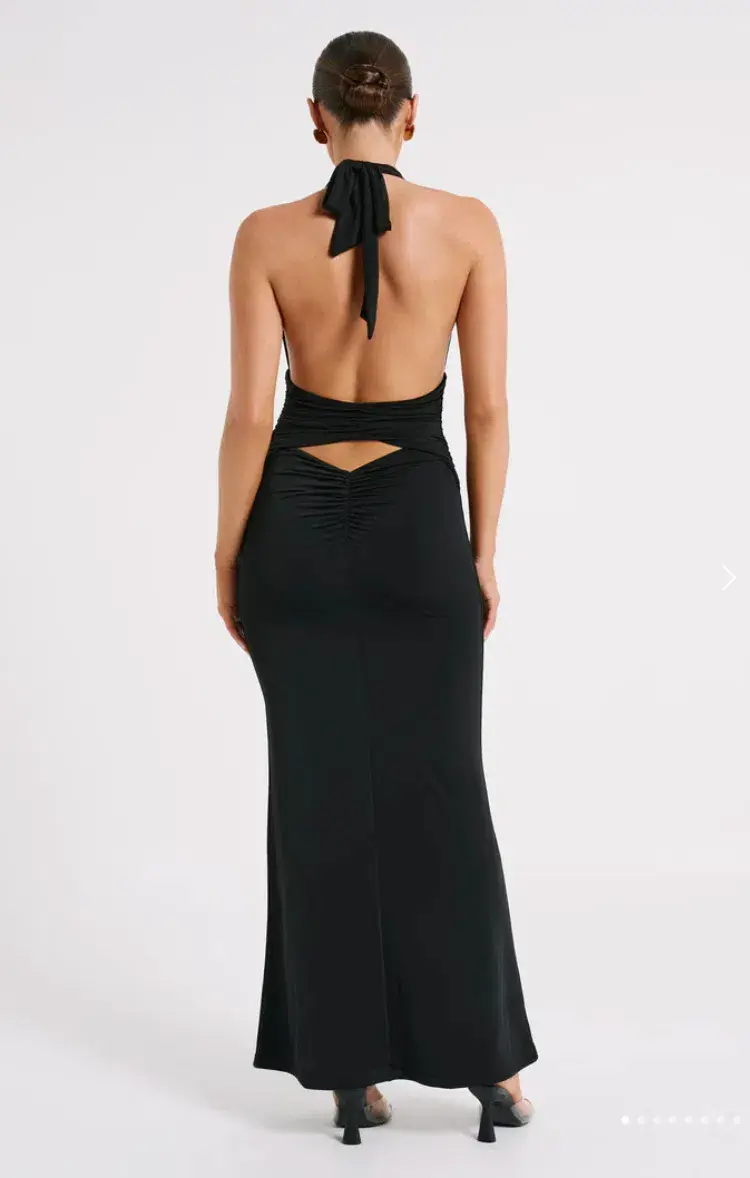 Meshki Jovanna Slinky Halter Maxi Dress Black Size 8  for rent on The Volte - main image