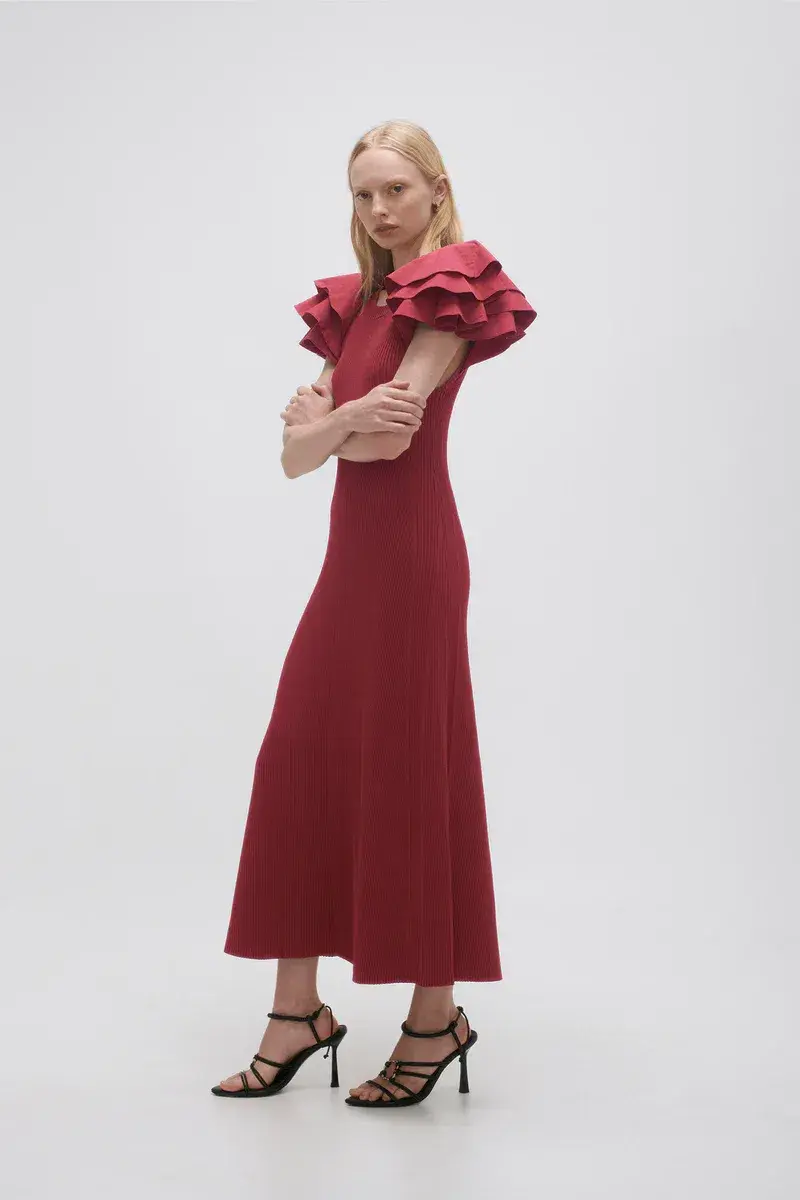Aje Questa Dress Mahogany Red Size 10 - Image 1
