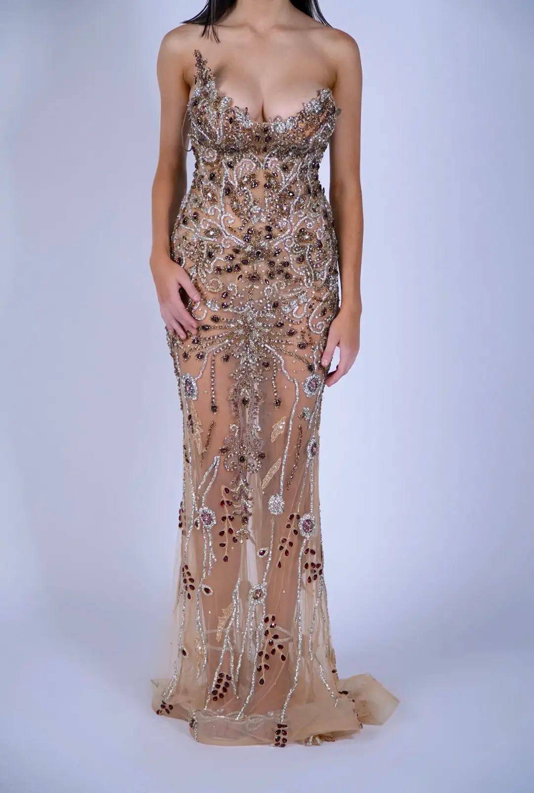 Goddess Exclusive Gold Embellished Gown Gold Size 8 for rent on The Volte - main image