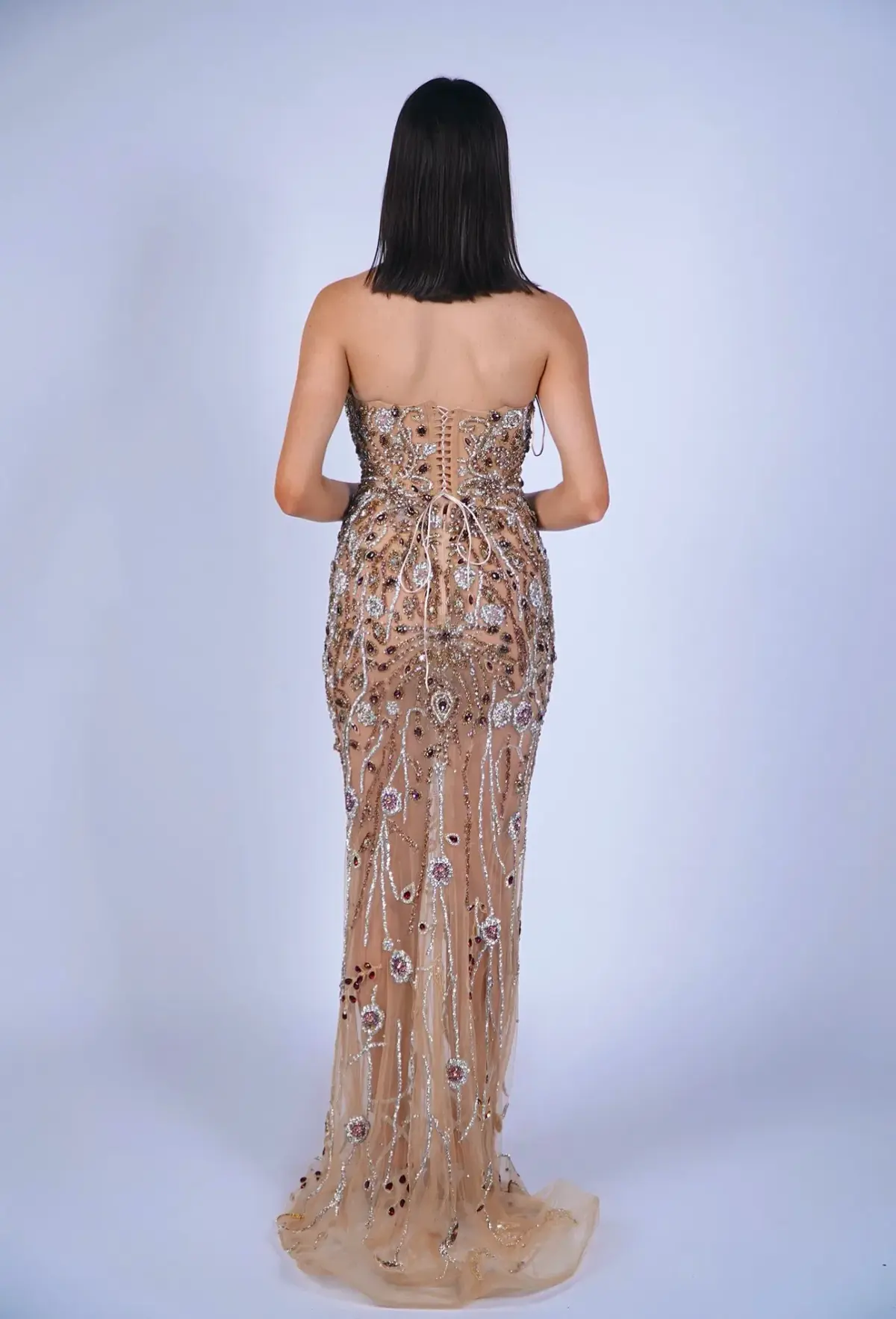 Goddess Exclusive Gold Embellished Gown Gold Size 8 - Image 2