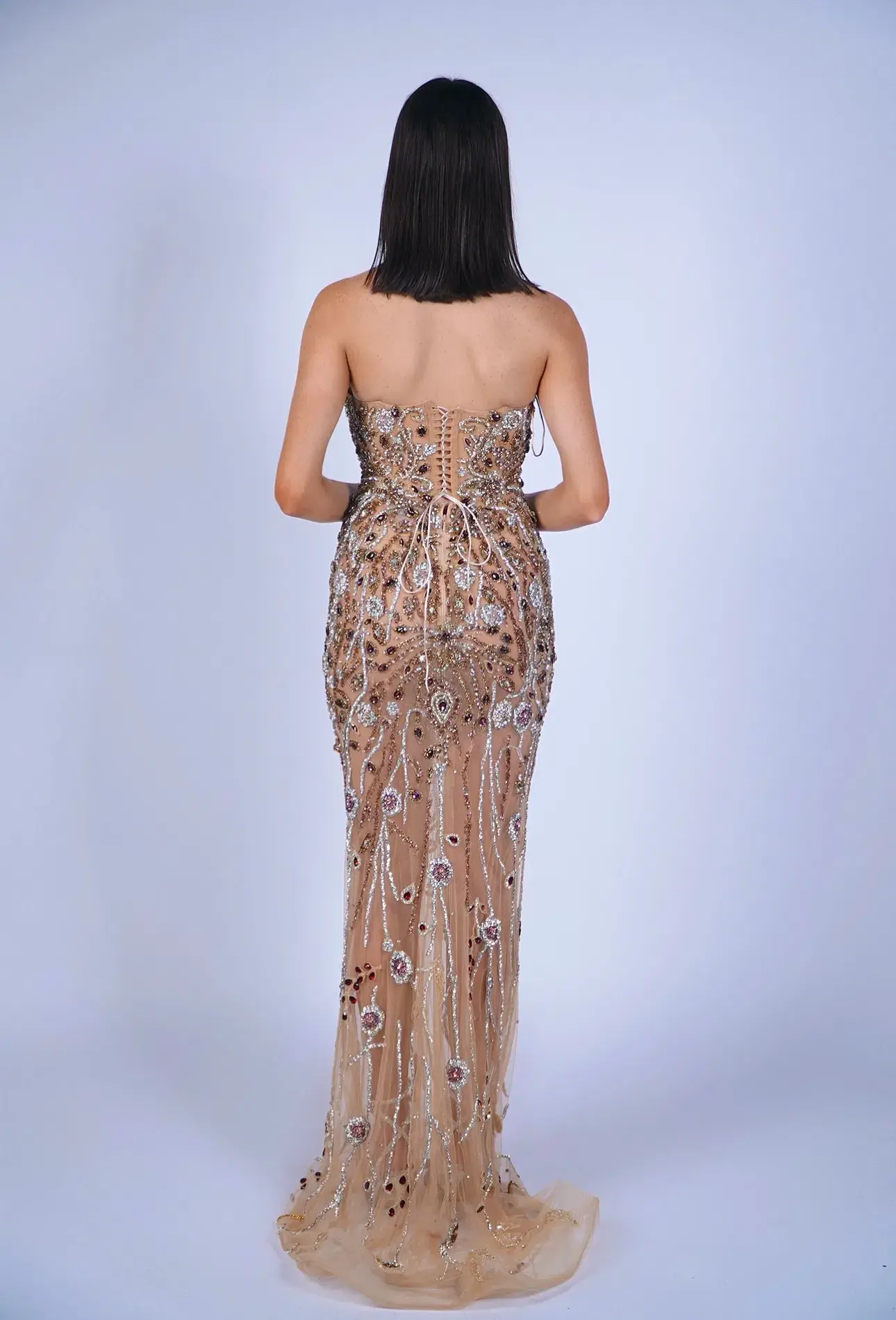 Goddess Exclusive Gold Embellished Gown Gold Size 8 - Image 2
