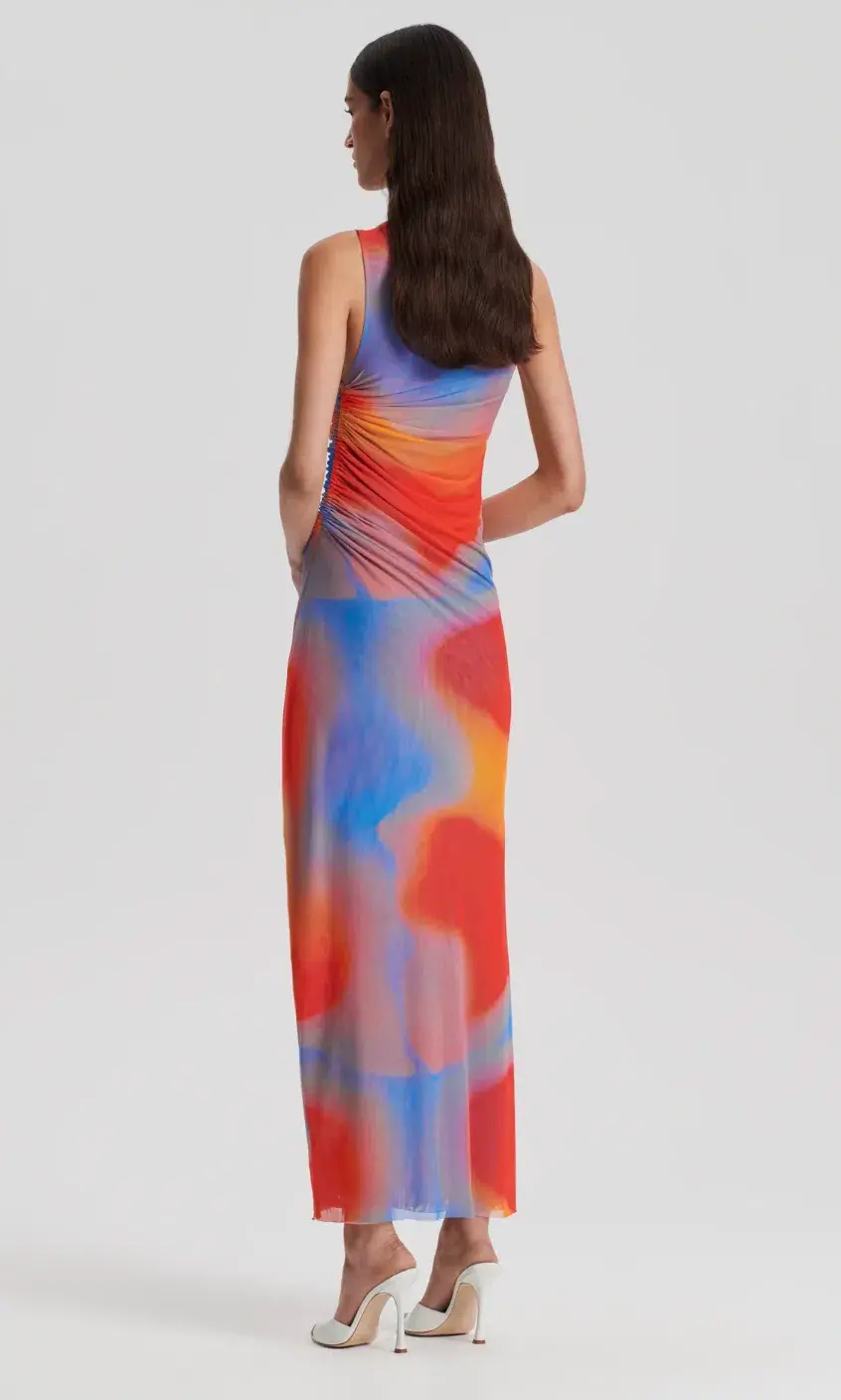 Scanlan Theodore Italian Watercolour Dress Red Blue Size 6 - Image 3