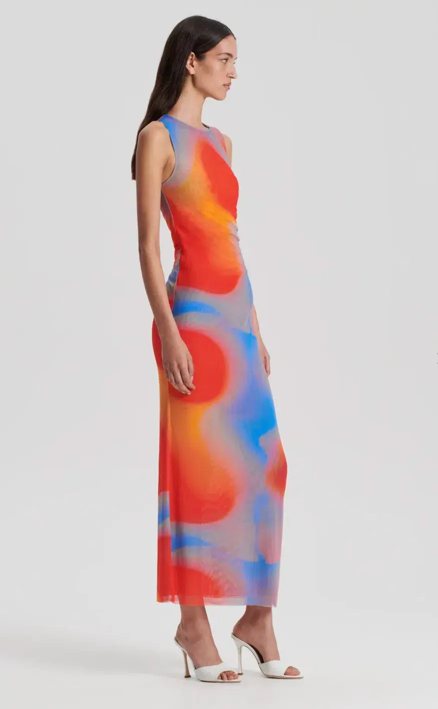Scanlan Theodore Italian Watercolour Dress Red Blue Size 6 - Image 4