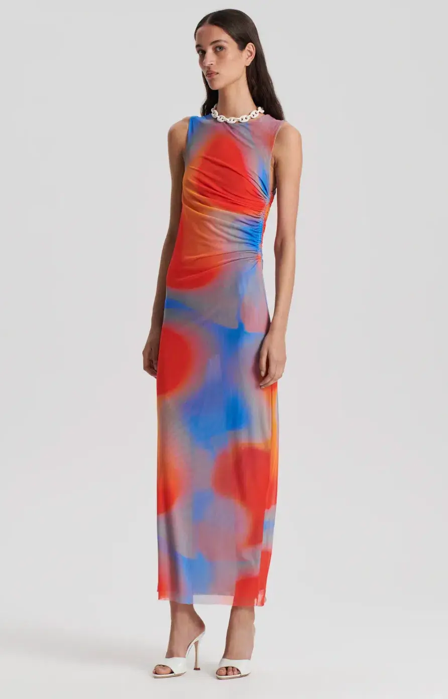 Scanlan Theodore Italian Watercolour Dress Red Blue Size 8 for rent on The Volte - main image