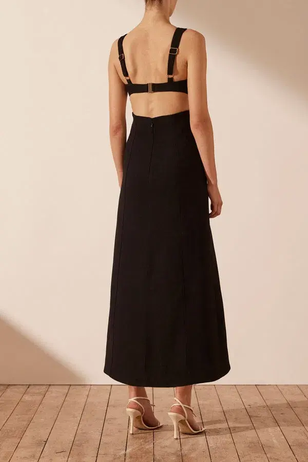 Shona Joy Amura Bustier Midi Dress Black Size 10 for rent on The Volte - main image