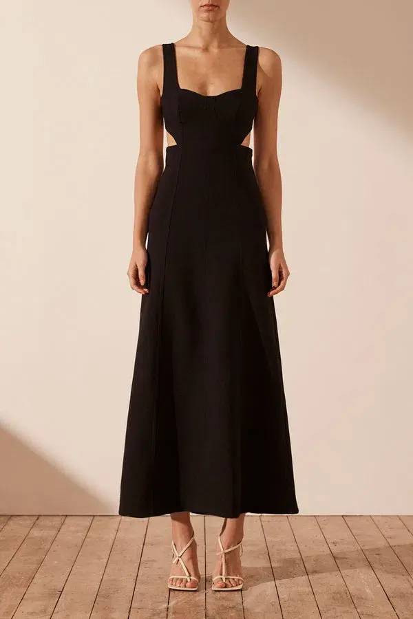 Shona Joy Amura Bustier Midi Dress Black Size 10 for rent on The Volte - main image