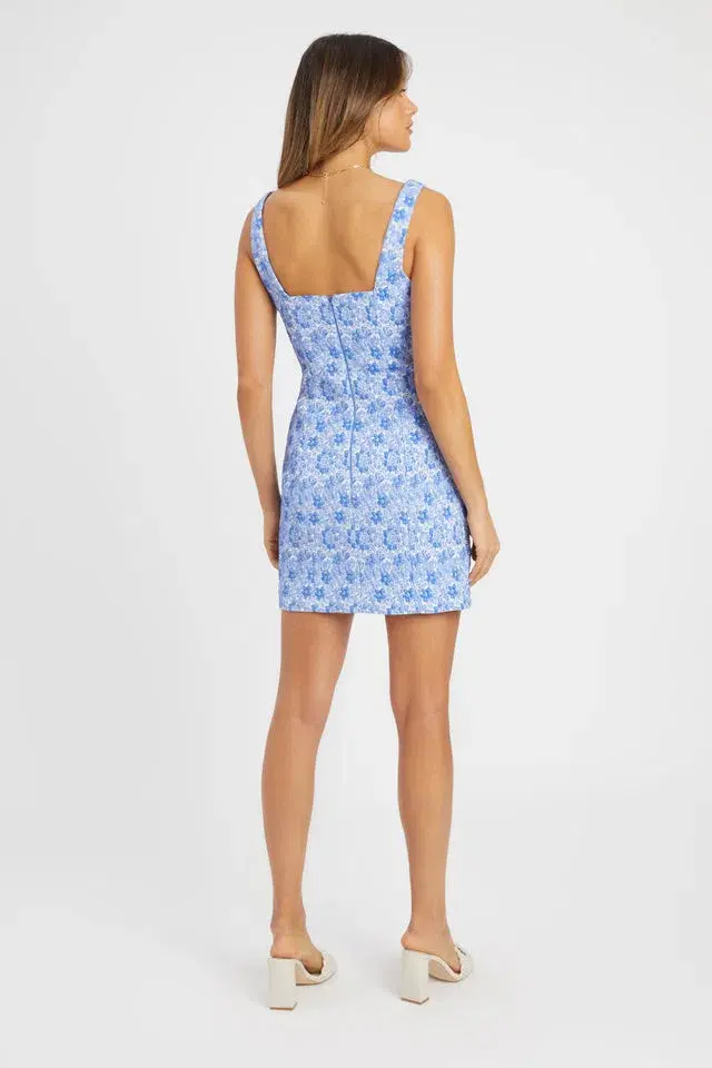 Kookai Zoya Bustier Embroidered Mini Dress Blue Floral Size 6 - Image 3