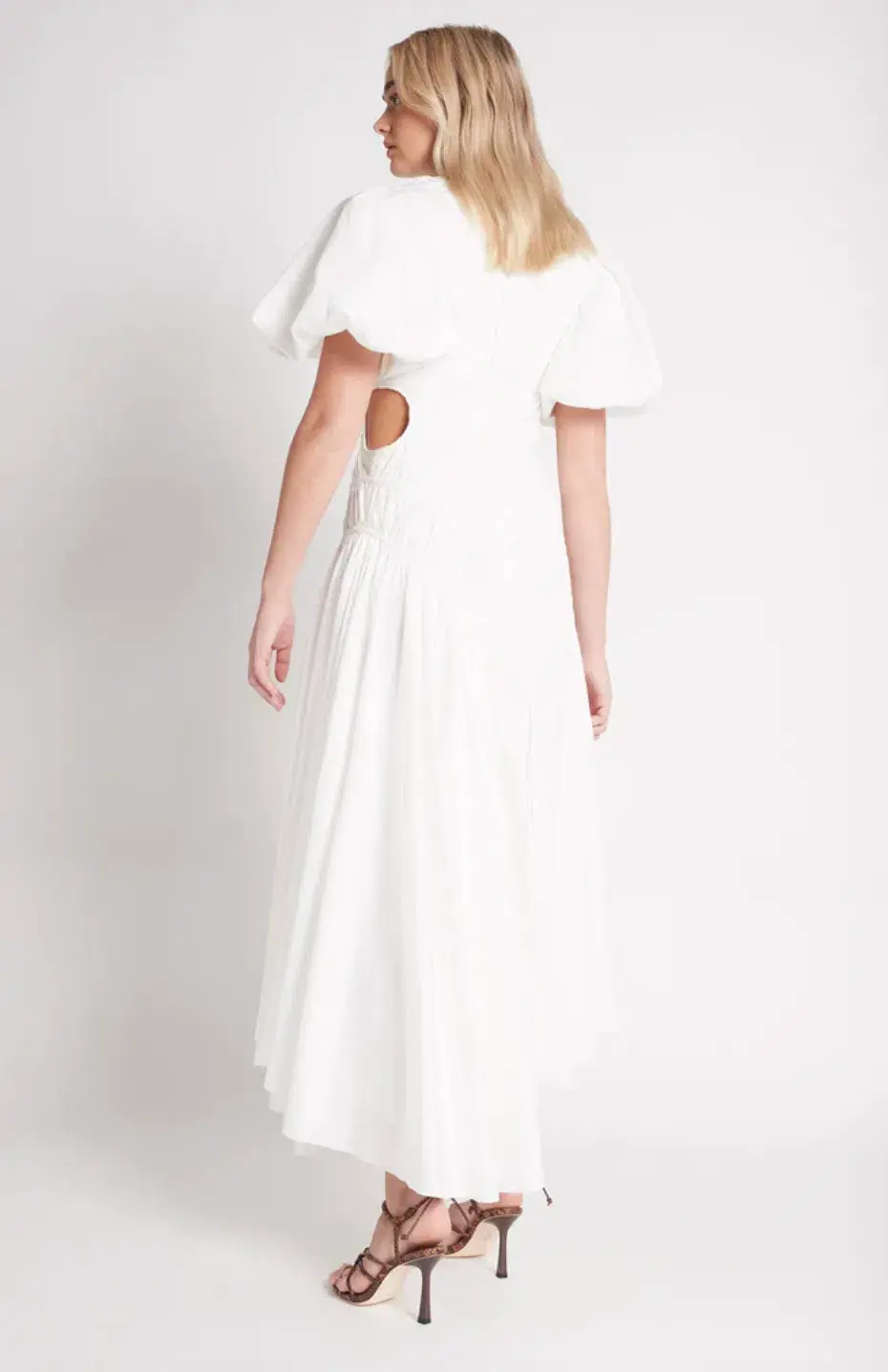 Aje Siren Drawstring Midi Dress in White Ivory Size 6 - Image 4