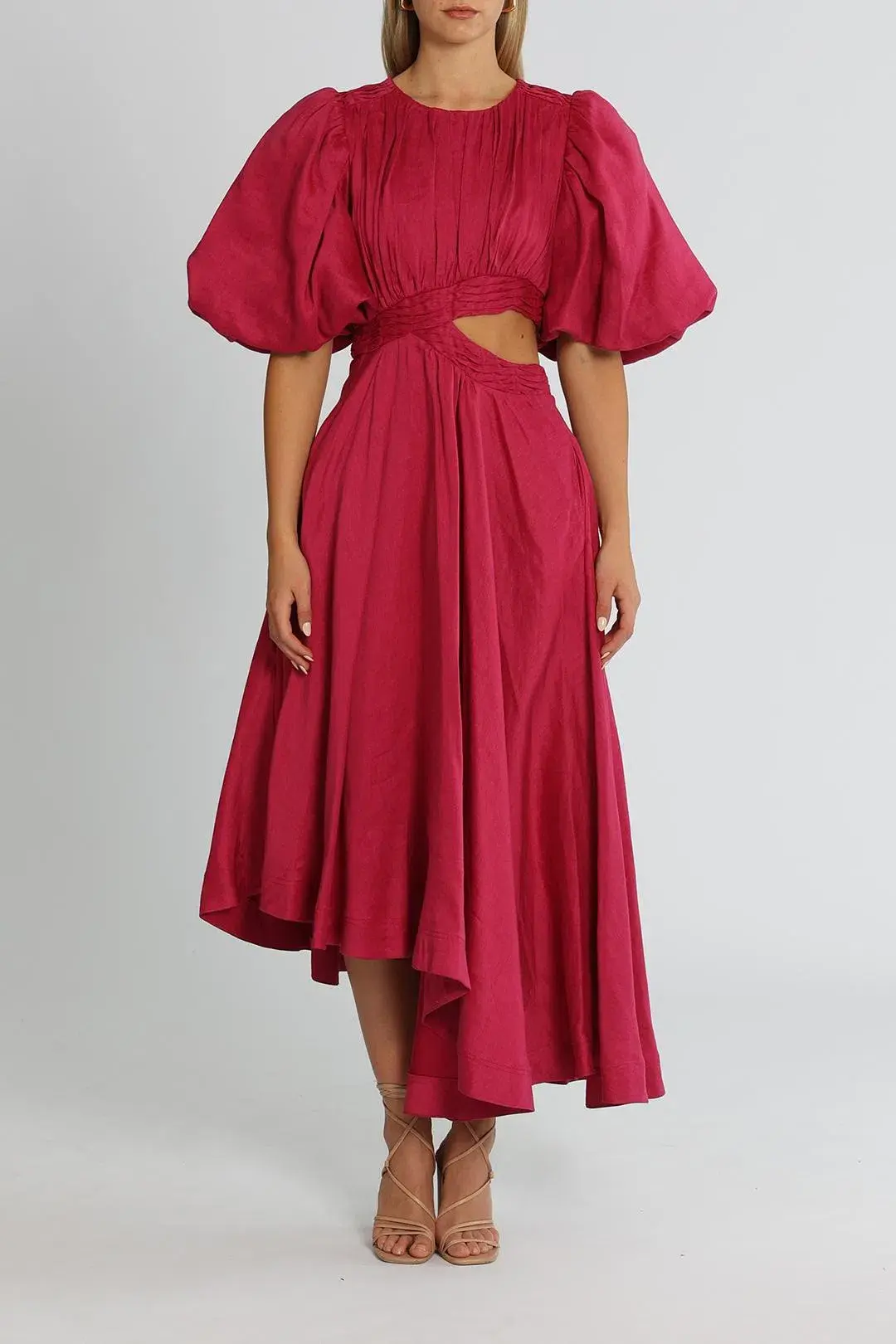 Aje Tidal Tucked Midi Dress Pink Size 6 - Image 2