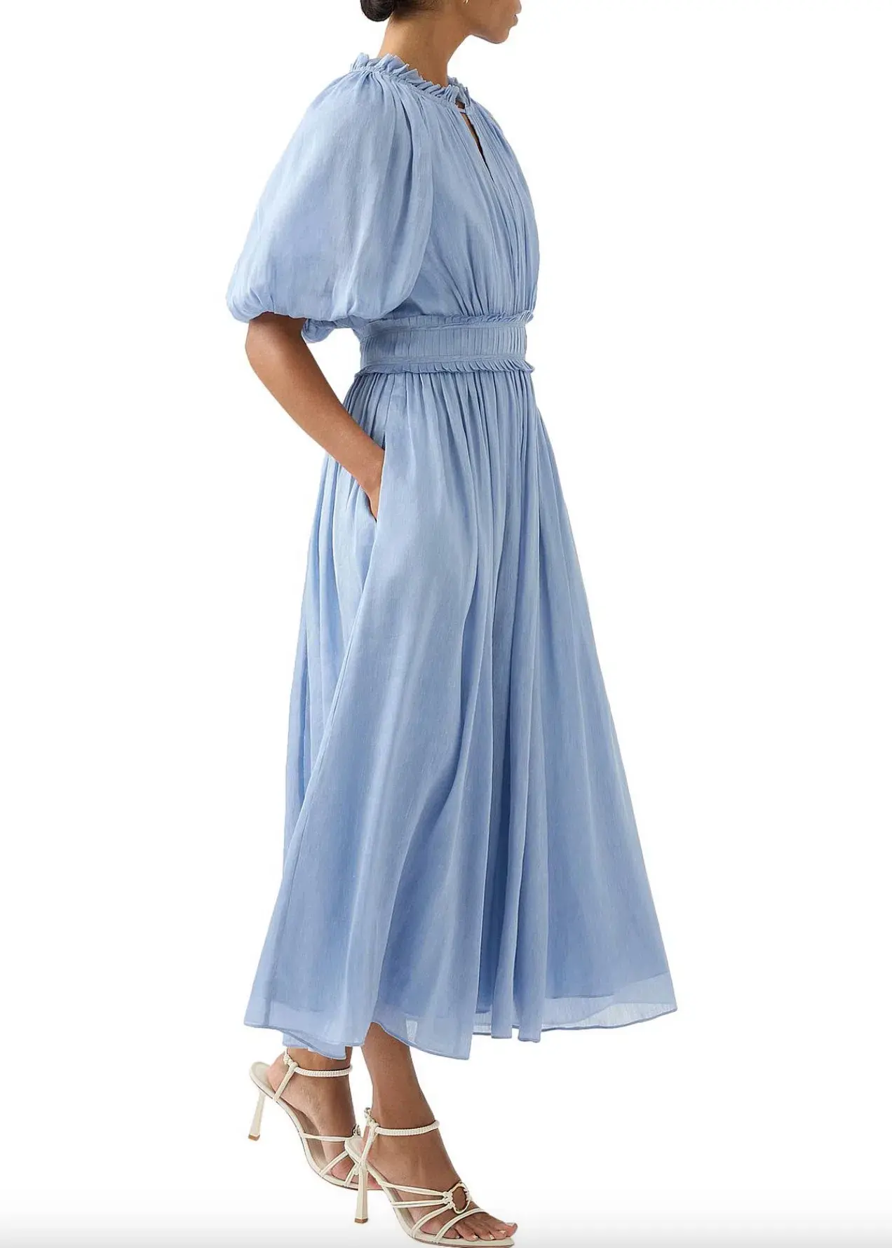 Aje Elysium Blouson Midi Dress Steel Blue Size 6 - Image 2