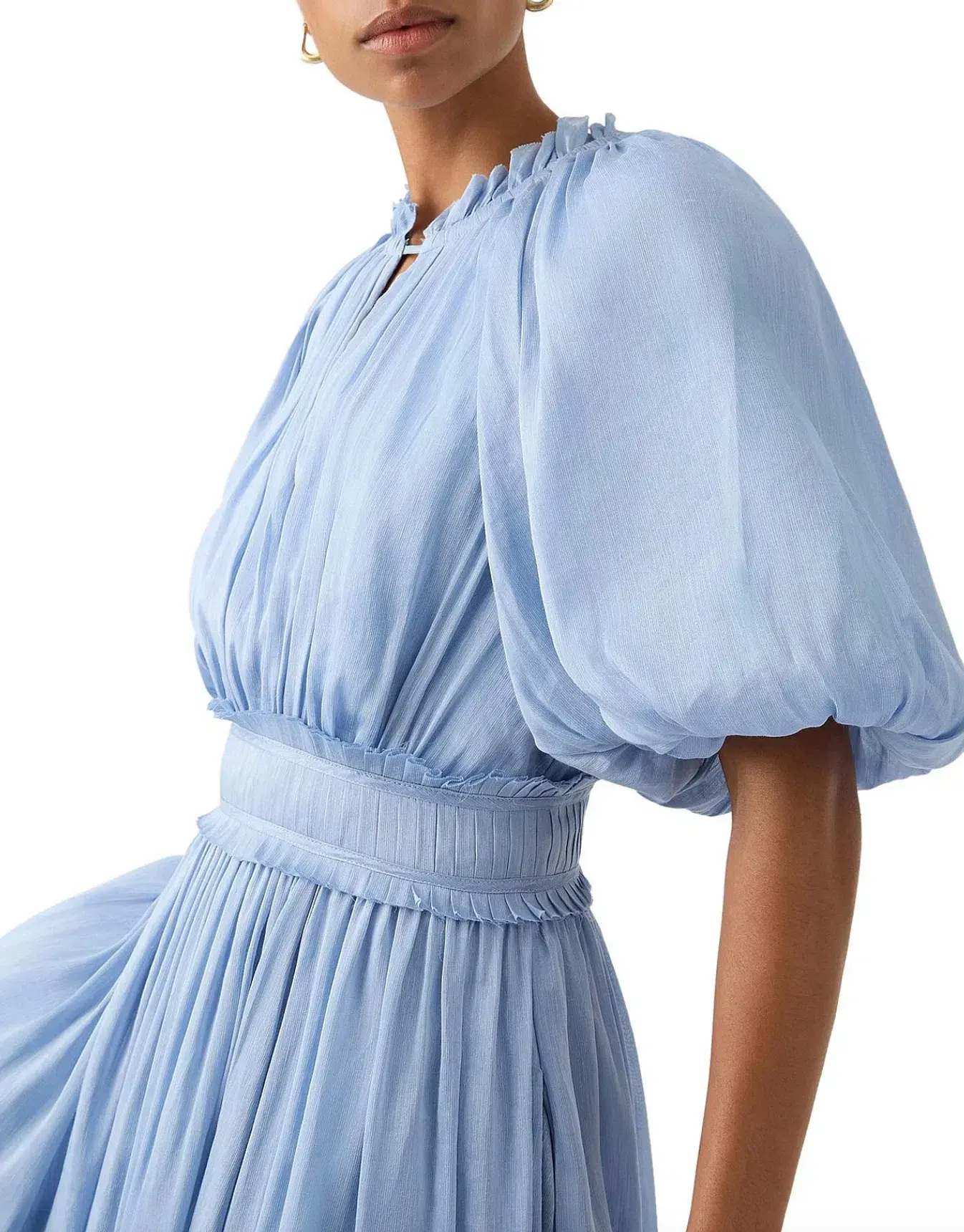 Aje Elysium Blouson Midi Dress Steel Blue Size 6 - Image 4
