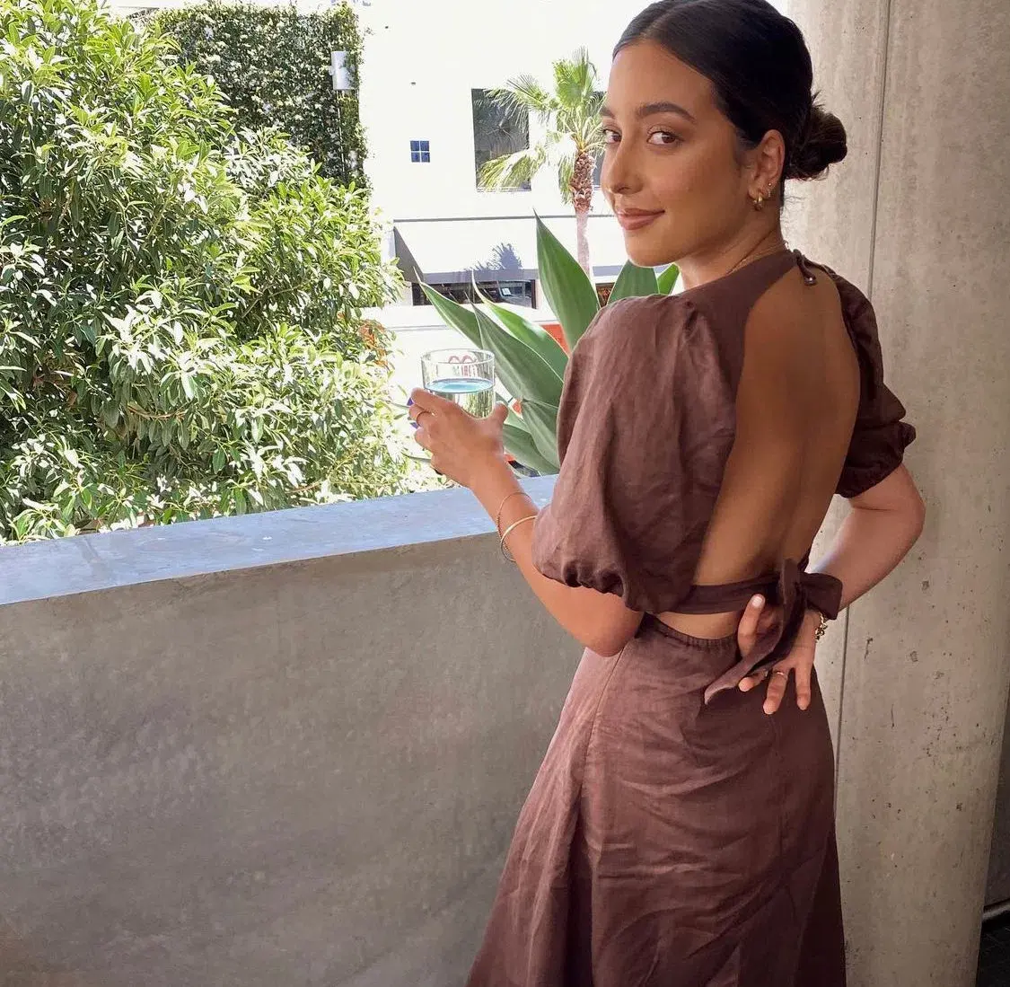 Dissh Remi Linen Maxi Dress Chocolate Size 6 - Image 4