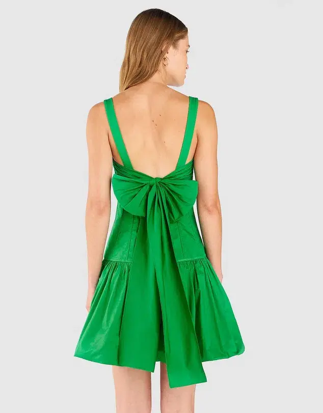 Oroton Short Tie Back Dress Green Size 10 - Image 4