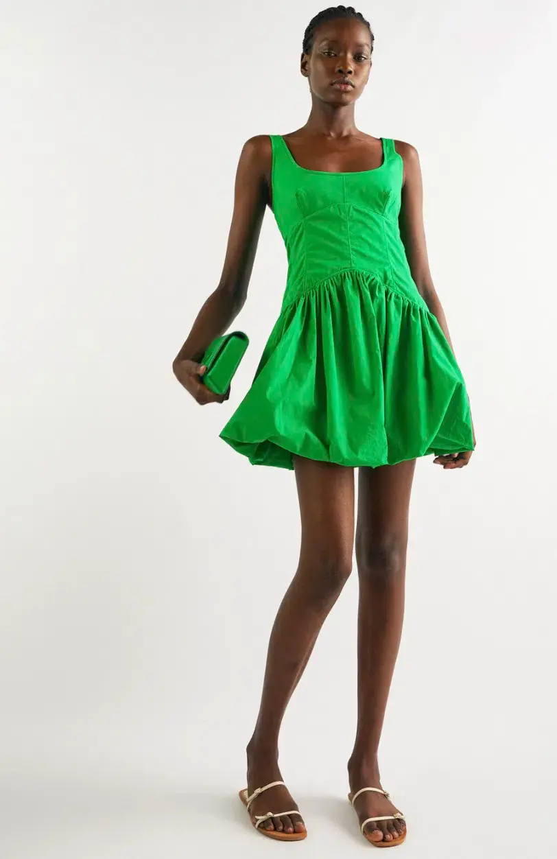 Oroton Short Tie Back Dress Green Size 10 for rent on The Volte - main image