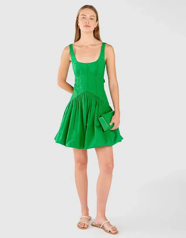 Oroton Short Tie Back Dress Green Size 10 for rent on The Volte - main image