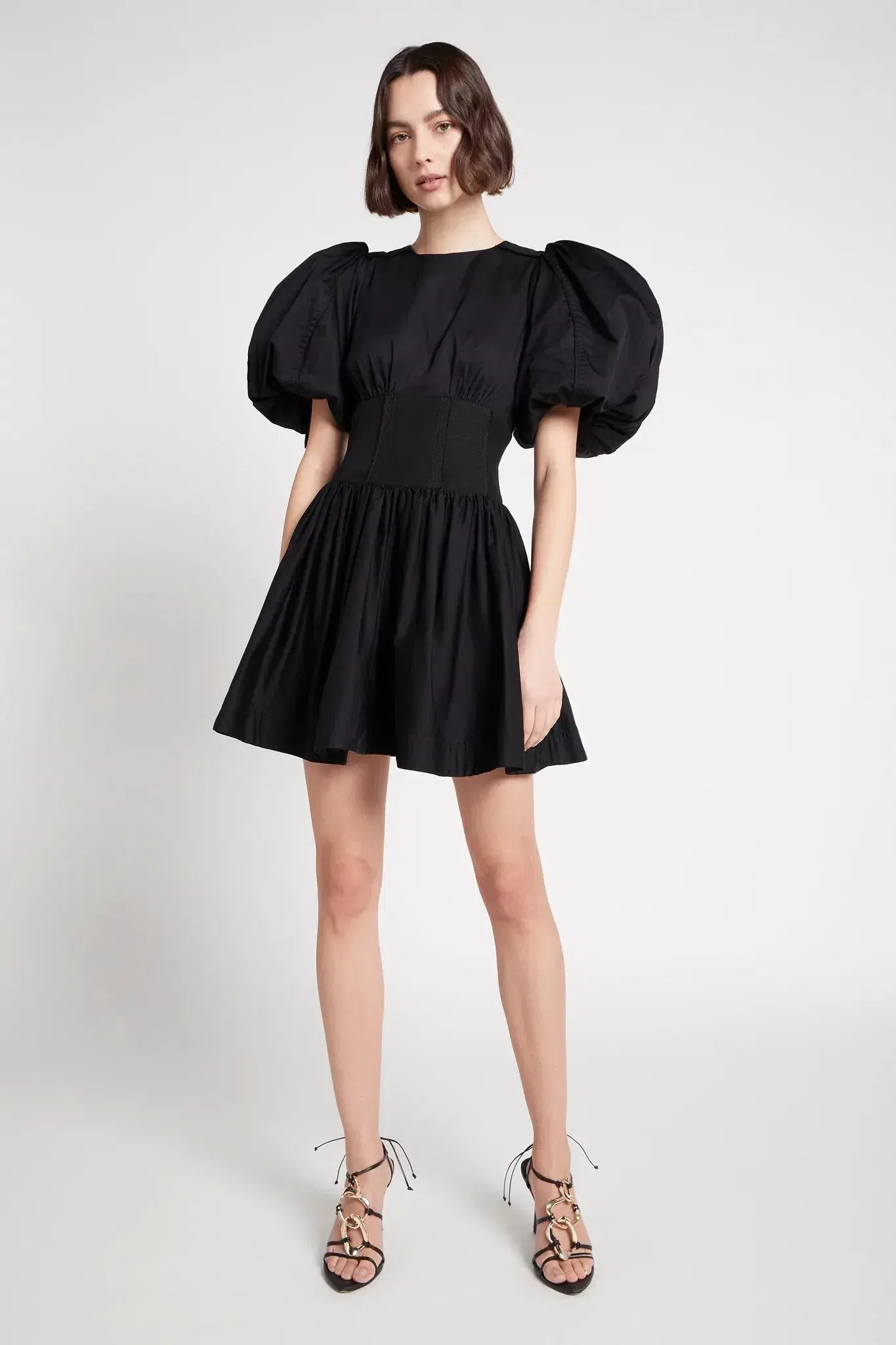 Aje Gianna Puff Sleeve Mini Dress in Black Size 6 - Image 1