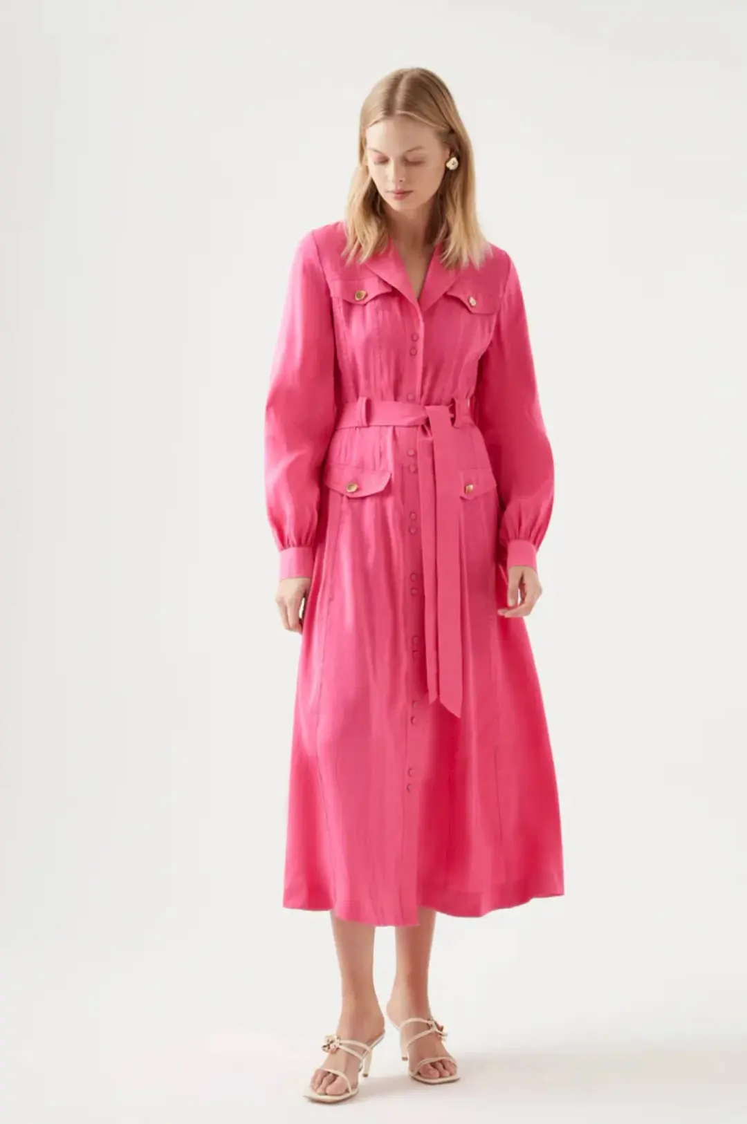 Aje Sophie Shirt Midi Dress Pink Size 16 for rent on The Volte - main image