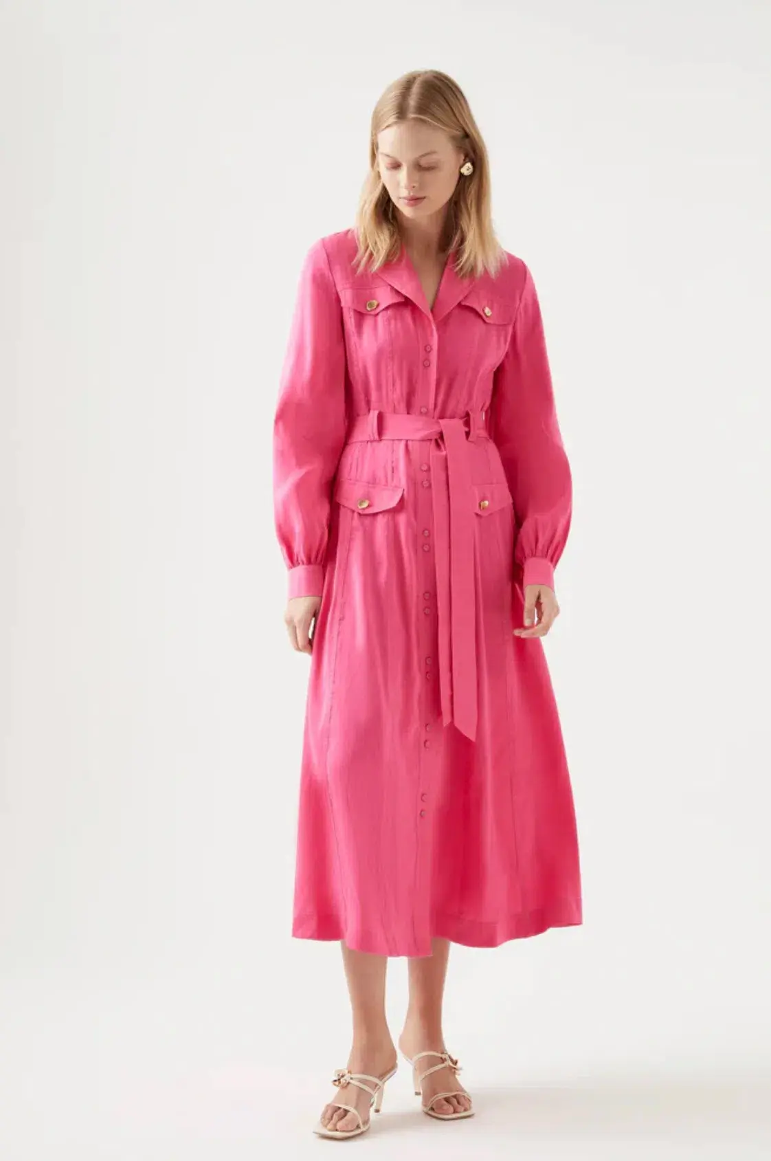 Aje Sophie Shirt Midi Dress Pink Size 16 - Image 1