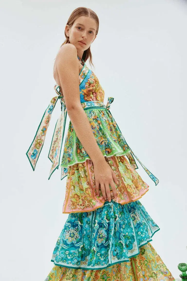 Alemais Dreamer Halter Tier Dress Multi Size 8 - Image 3