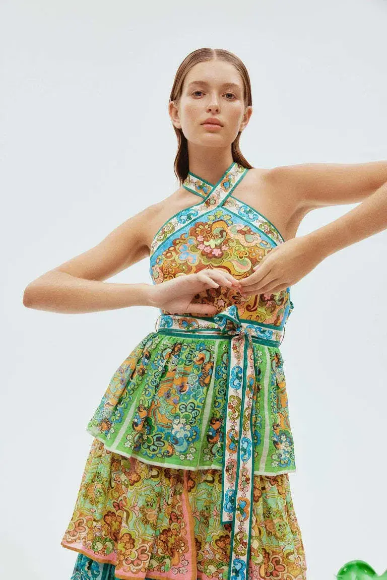 Alemais Dreamer Halter Tier Dress Multi Size 8 - Image 2