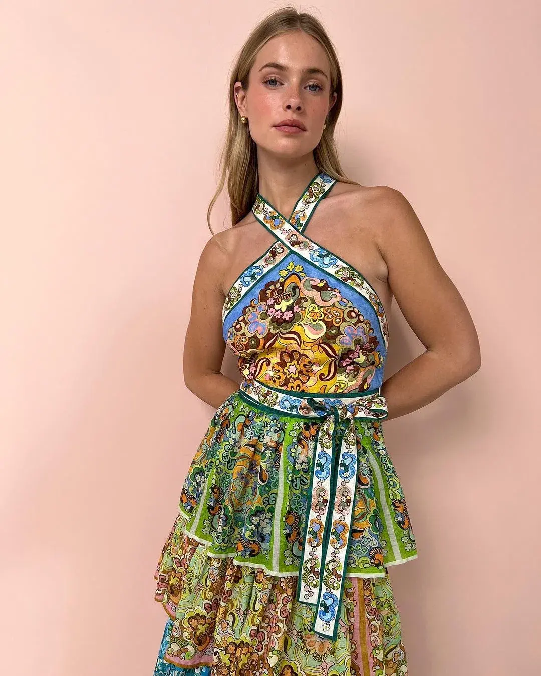 Alemais Dreamer Halter Tier Dress In Multi Size 10 - Image 2
