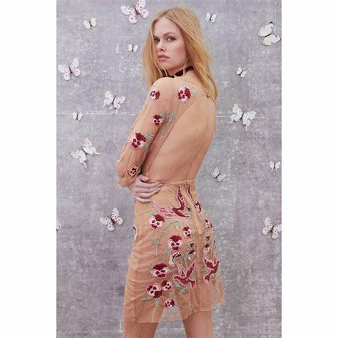 For Love and Lemons Dove Embroidery Mini Dress Nude Size 6 - Image 3