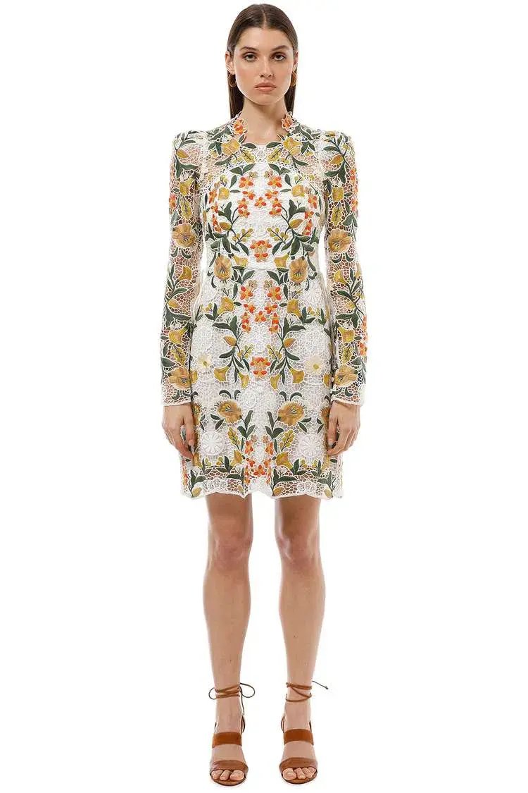 Thurley Vasette Lace Mini Dress Floral Size 8 - Image 1