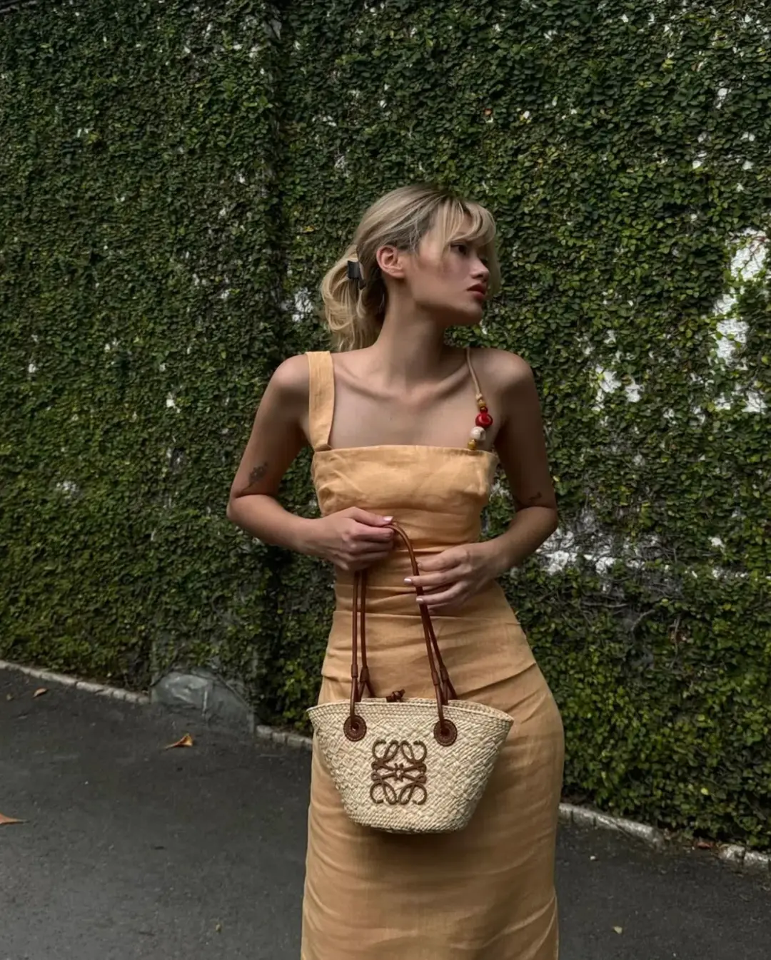 Sir the Label Antonia Beaded Midi Dress Light Tan Size 2 / AU 10 for rent on The Volte - main image