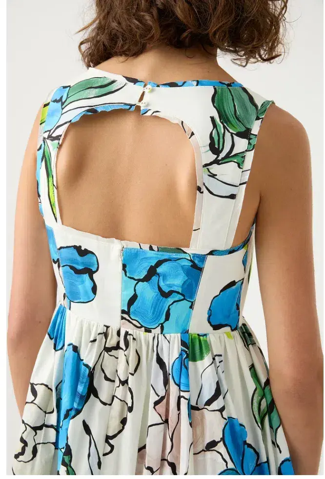 Aje Erika Cut Out Midi Dress in Cool Camellia Floral Size 8 - Image 3