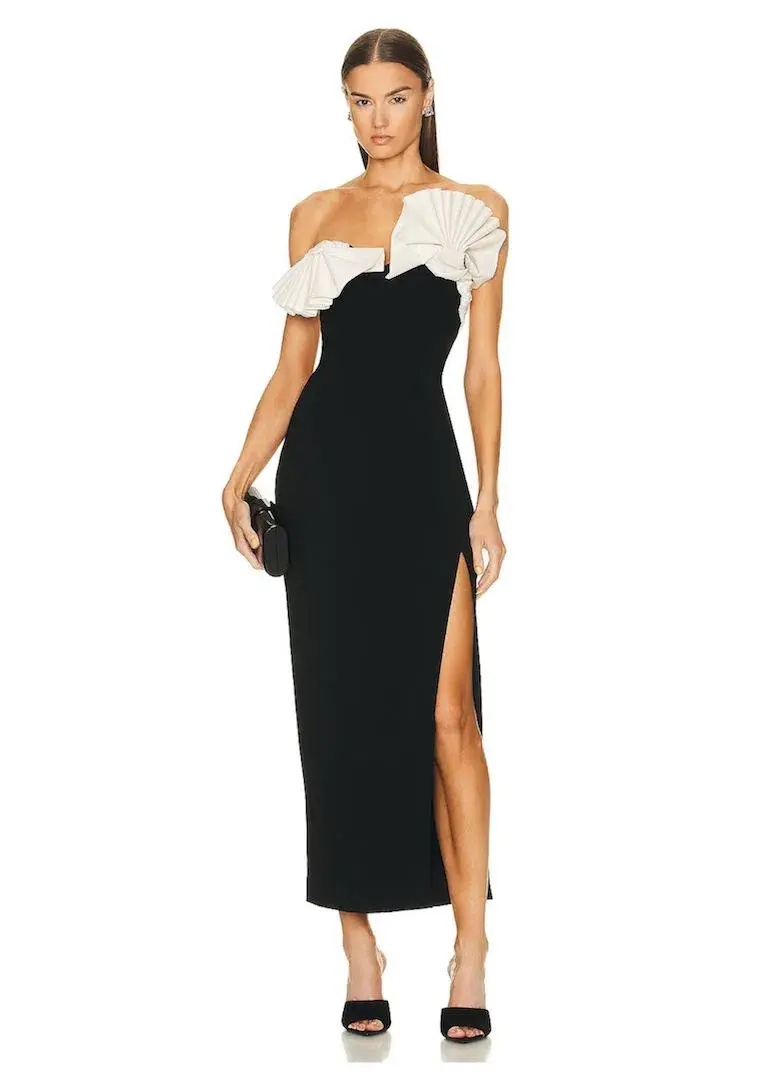 Rachel Gilbert Lavina Midi Dress Black/Ivory Size 0 / AU 6 - Image 1