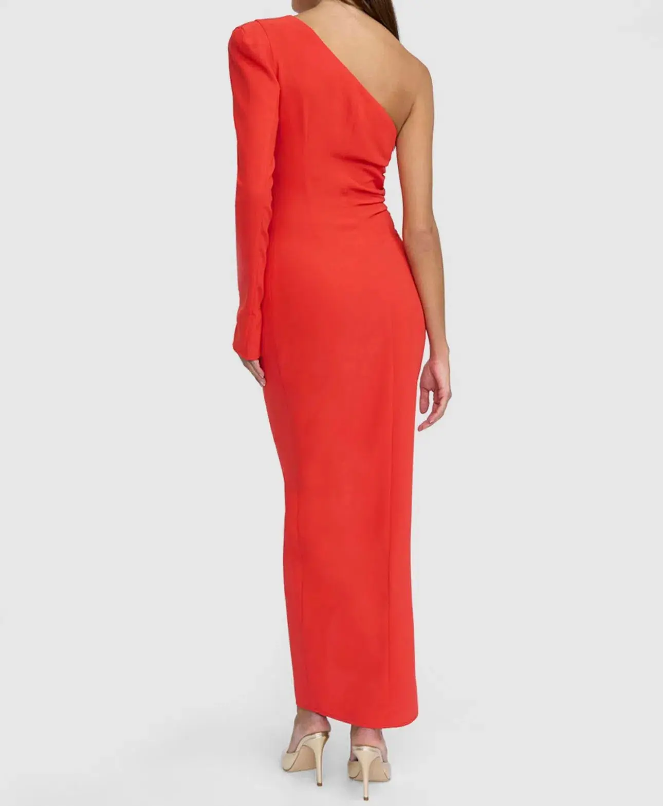 By Johnny Serefina Asymmetric Gather Midi Dress Scarlet Red Size 8 - Image 2