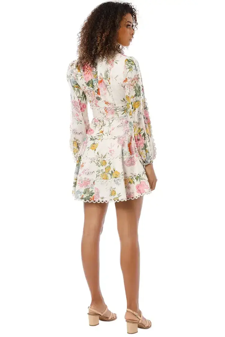 ZIMMERMANN HEATHERS FLOUNCE SHORT DRESS FLORAL PRINT SIZE 1 / AU 10 - Image 3