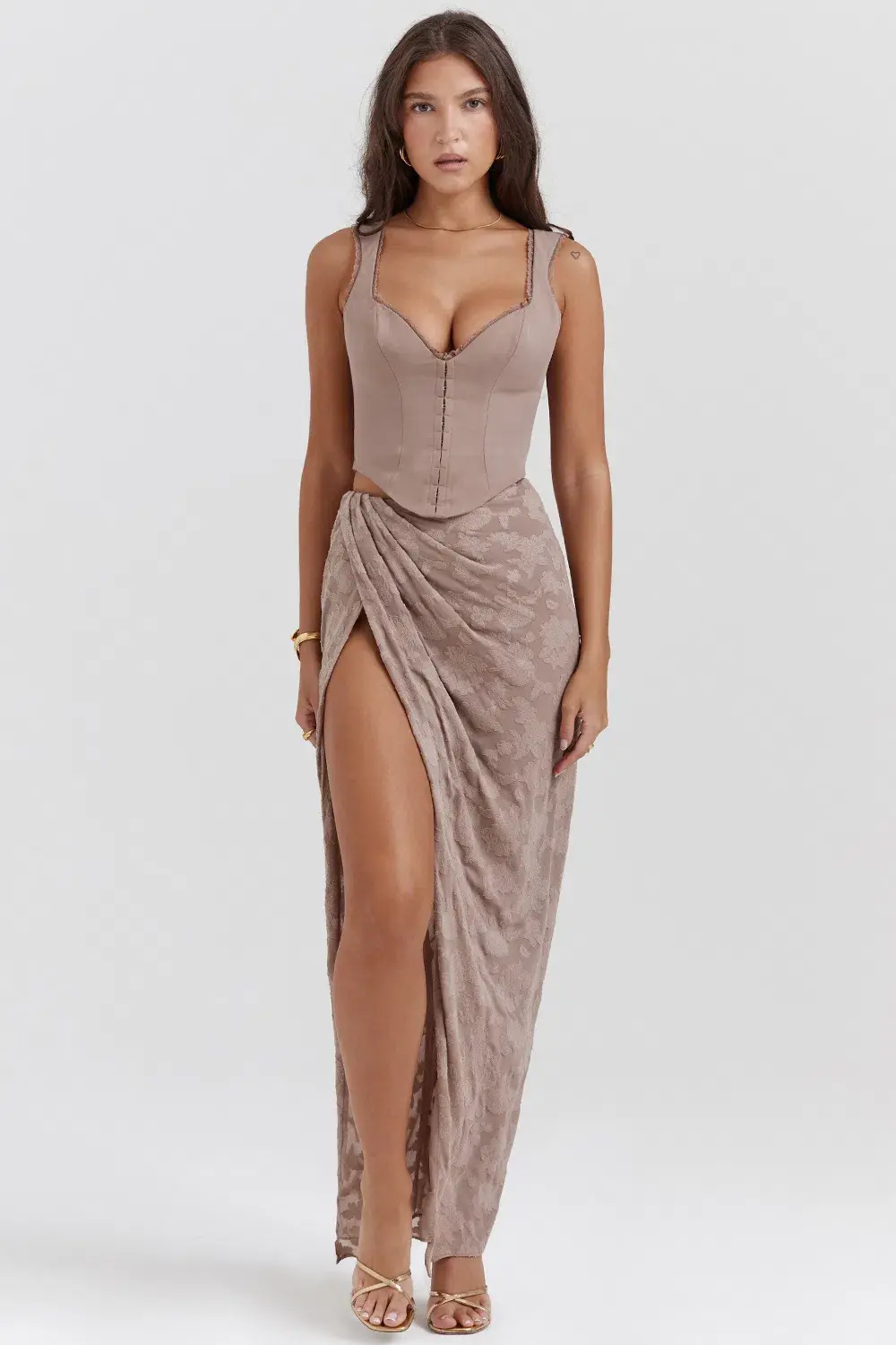 House of CB Robyn Corset & Vesper Maxi Skirt Set Mushroom Size XS/S - Image 2