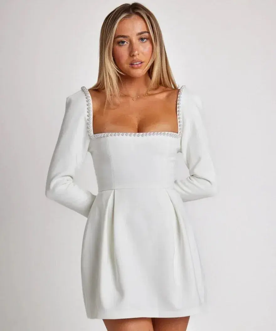 Odd Muse Ultimate Muse Pearl Mini Dress White Size S / AU 8 - Image 2