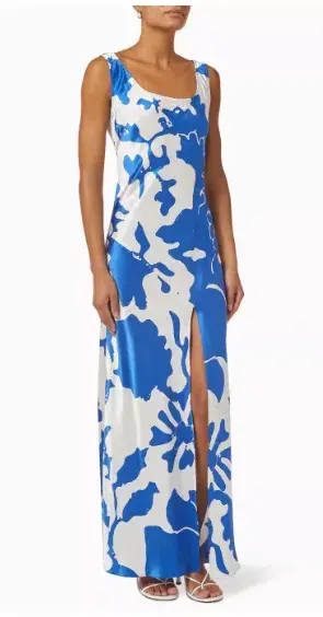 Sir the Label Esme Silk Bias Cut Dress Blue/White Print Size 1 / AU 8 - Image 4