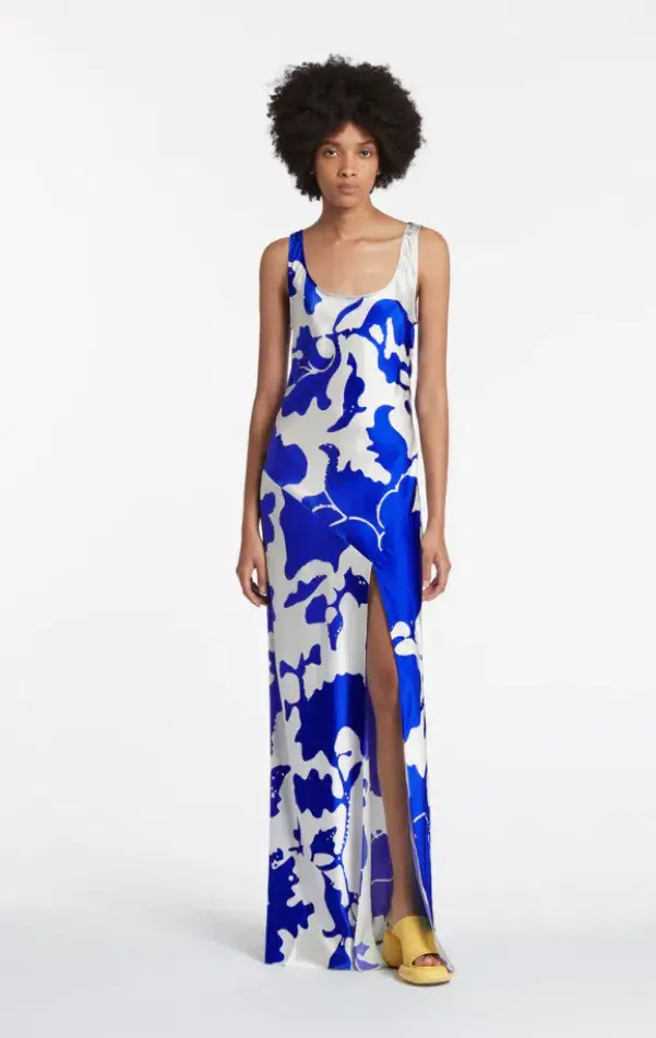 Sir the Label Esme Silk Bias Cut Dress Blue/White Print Size 1 / AU 8 - Image 6