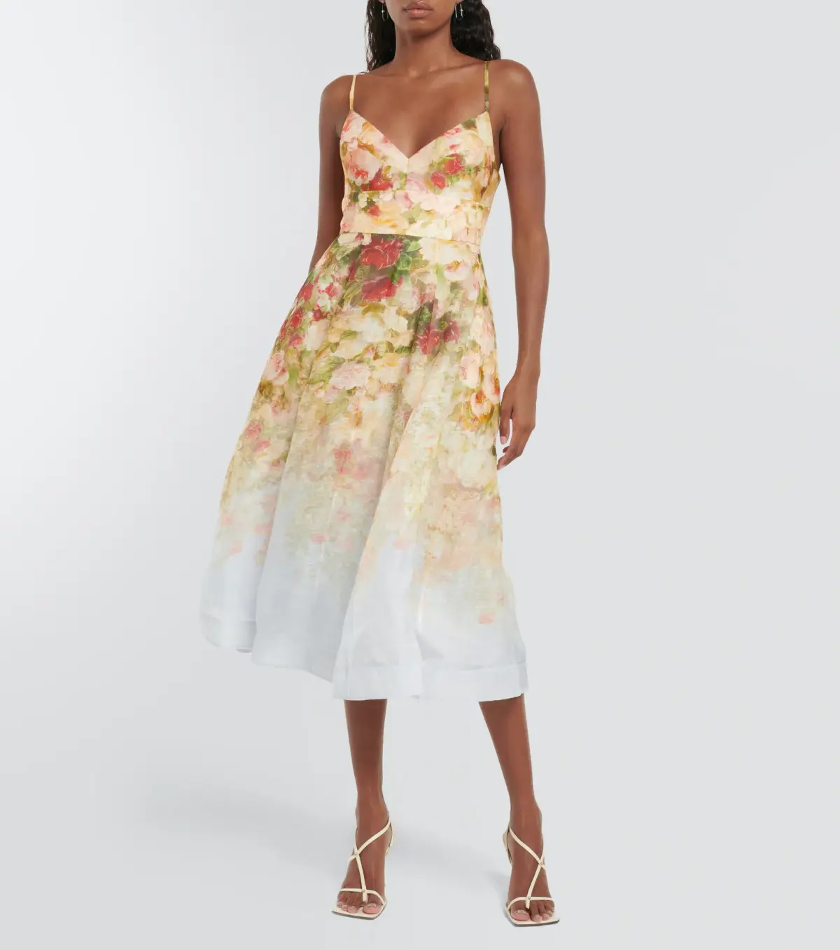 Zimmermann Luminosity Picnic Midi Dress in Rosy Garden Floral Print Size 1 / AU 10 - Image 1