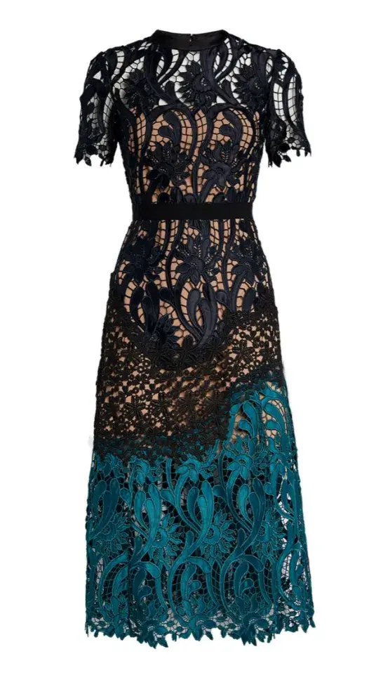 Self Portrait Lace Prairie Guipure Midi Dress Floral Size 8 - Image 7