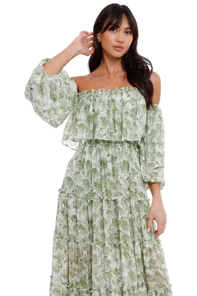 Misa LA Cassandra Maxi Dress in Floral Green Size 10 - Image 2